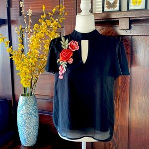 Lily white blouse sheer in back lined in the front